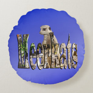 Meerkats Bleus, Coussin À Throw Rond.
