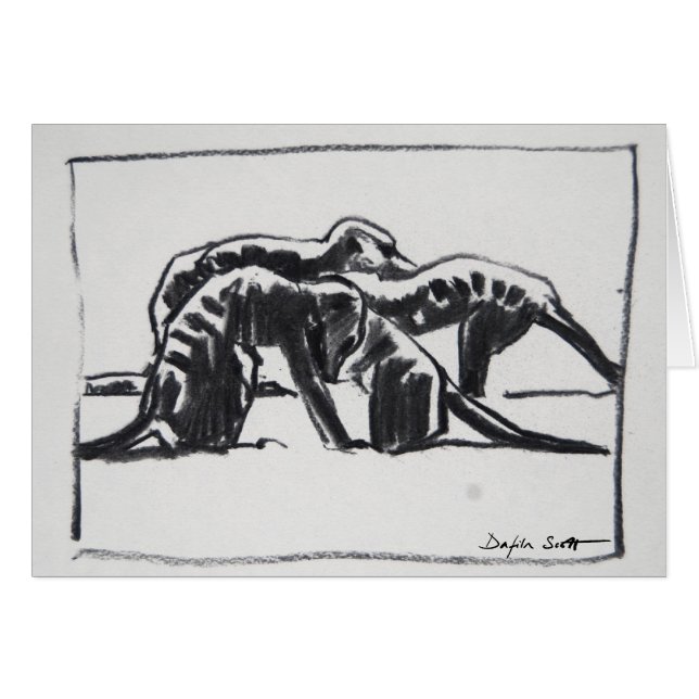 Meerkats toilettant 2 - carte d'art (Devant horizontal)