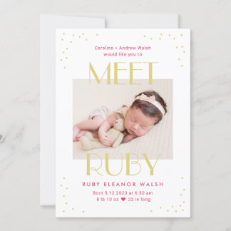 Meet Baby Editable Color Baby Faire-part de naissa
