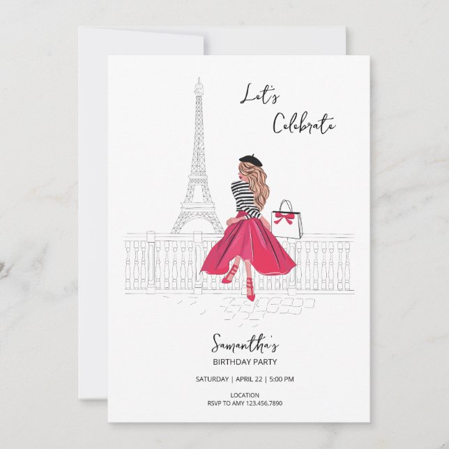 Meet Me in Paris – Birthday Party Invitation (Devant)