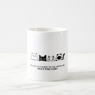 "Meet the Gang" Mug classique à thème chat, 325 ml