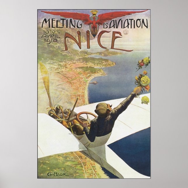 Meeting Aviation Nice Travel Poster (Devant)