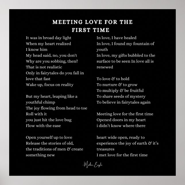 Meeting Love For the first time poem poetry poster (Devant)