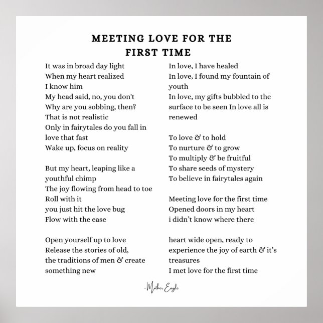 Meeting Love For the first time poem poetry poster (Devant)