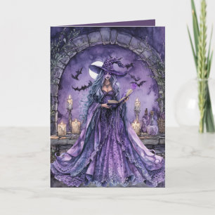Méfiez-vous de la carte Halloween Sorcière en trai