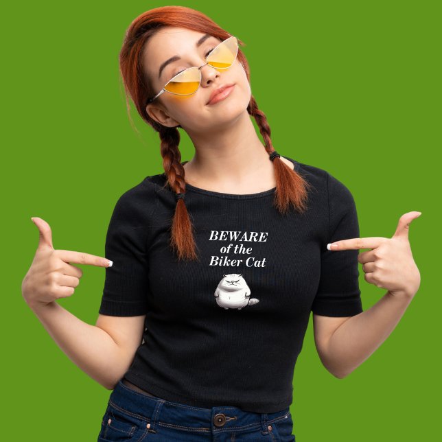 Méfiez-vous du t-shirt moto Biker Cat (Créateur téléchargé)