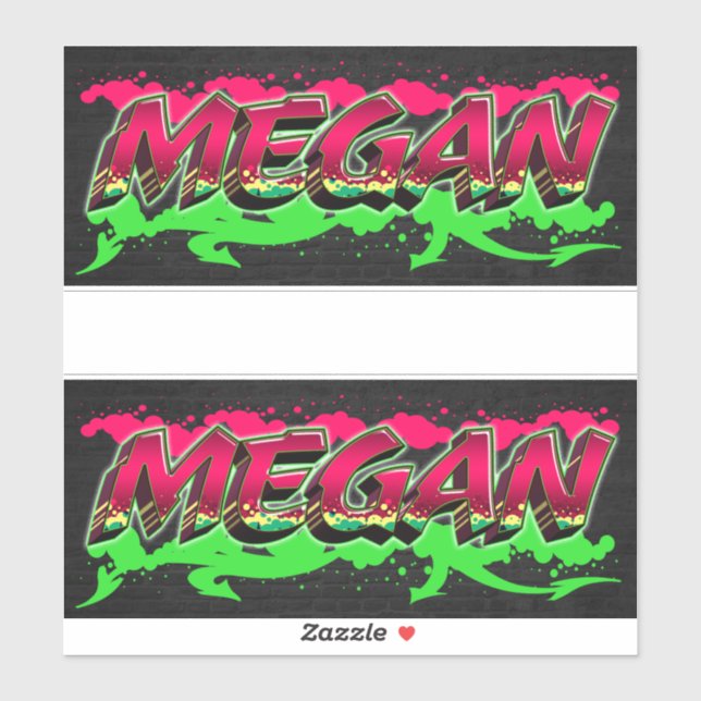 Megan prénom nom autocollant graffiti sticker (Feuille)