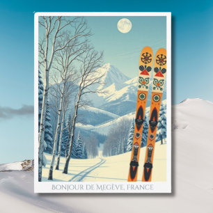 Megève France station de ski Carte Postale rétro