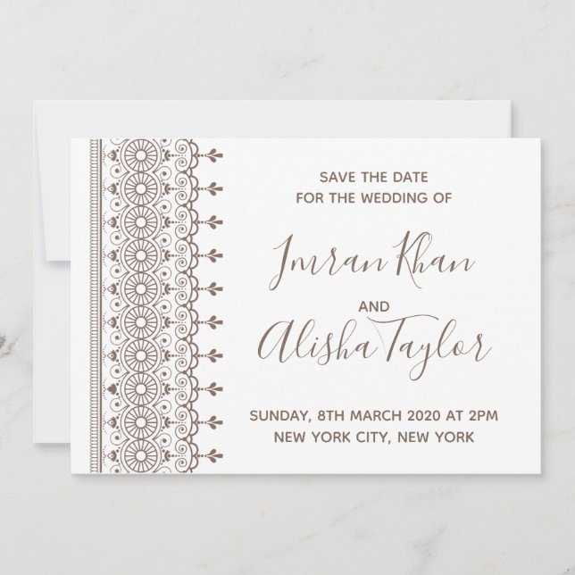 Mehendi Mariage Indien Hamsa Henna Carte de sauveg (Devant)