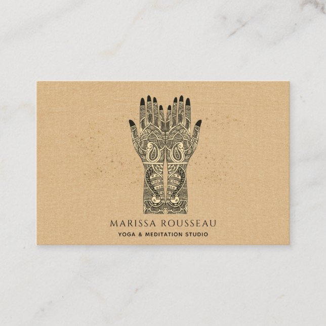 Mehndi Henna mains Yoga Studio Carte de visite (Devant)