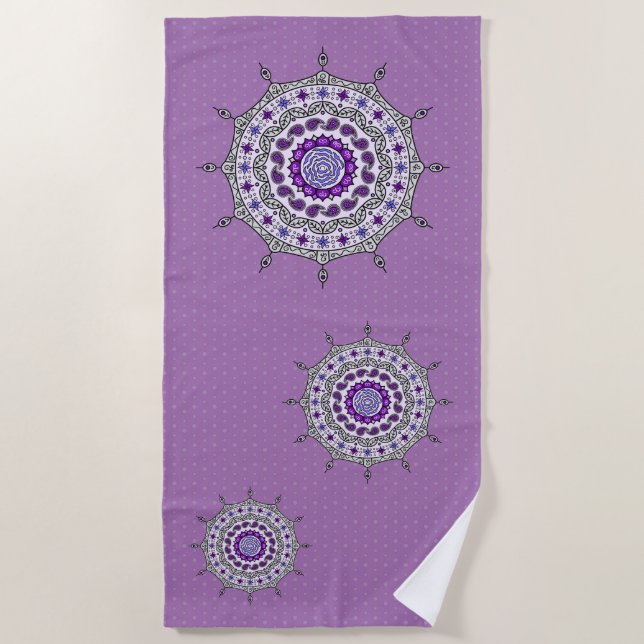 Mehndi Imaginaire Serviette de plage Silver (Devant)