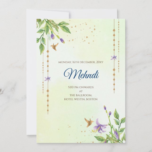 Mehndi invitation Le mariage indien numérique invi (Devant)
