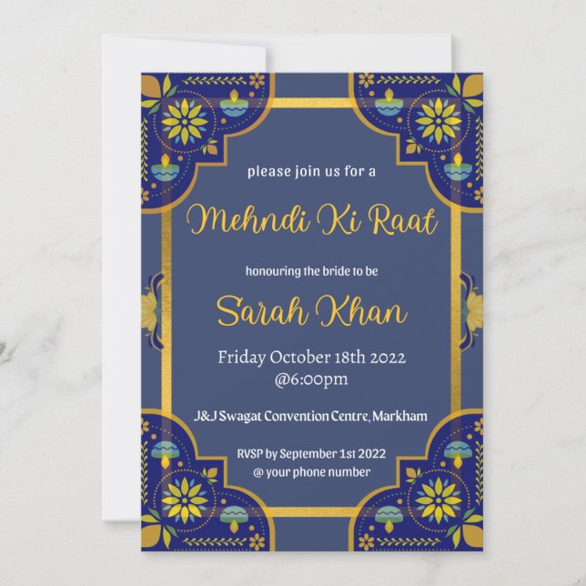 Mehndi Wedding Invitation (Devant)