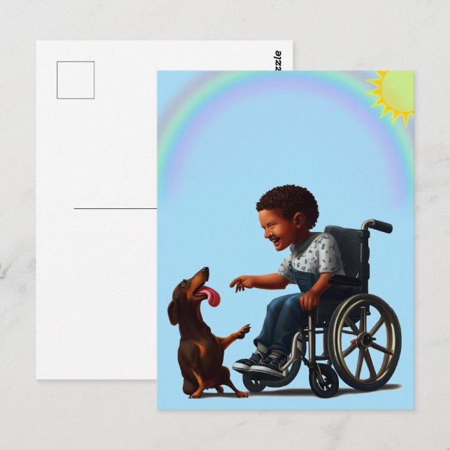 Meilleur ami des garçons carte postale teckel (Devant / Derrière)