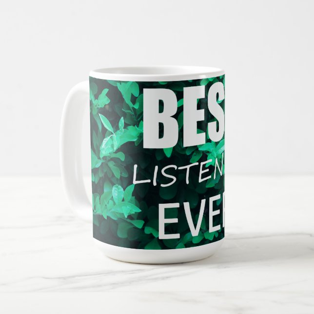 Meilleur auditeur Mug Tasse Feuilles Vertes (Devant gauche)