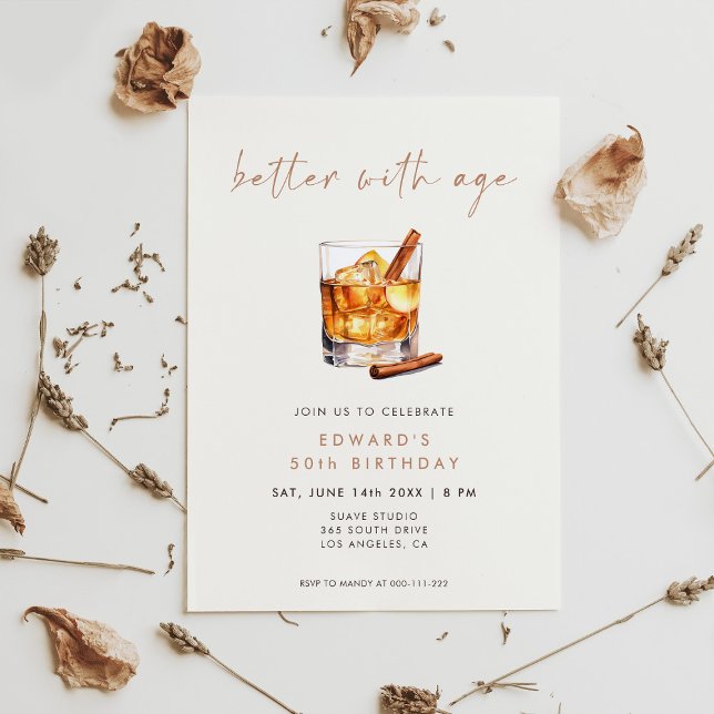 Meilleur avec l'âge Invitation Anniversaire Whisky (Créateur téléchargé)