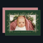 Meilleur cadeau Ever Noël Faire-part de naissance<br><div class="desc">Cet élégant faire-part de naissance de vacances photo dispose d'un cadre de feuillage sur votre photo 4x6. La couleur sur le dos de la carte peut être customisée à n'importe quelle couleur que vous souhaitez !</div>