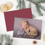 MEILLEUR CADEAU JAMAIS | carte faire-part de naiss<br><div class="desc">belle conception de script blanc avec une belle photo bébé nouvellement née,  l'image et le script de cette carte peut être personnalisée.</div>