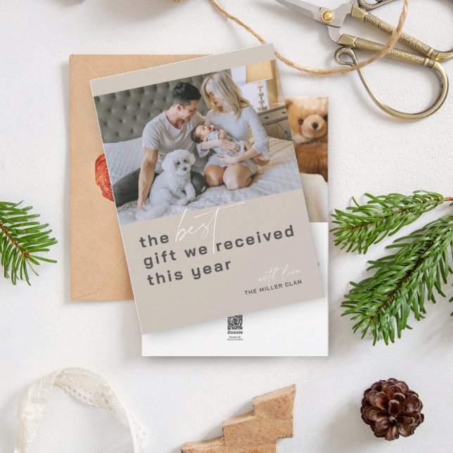 Meilleur Cadeau Photo Beige Holiday Faire-part de  (Créateur téléchargé)