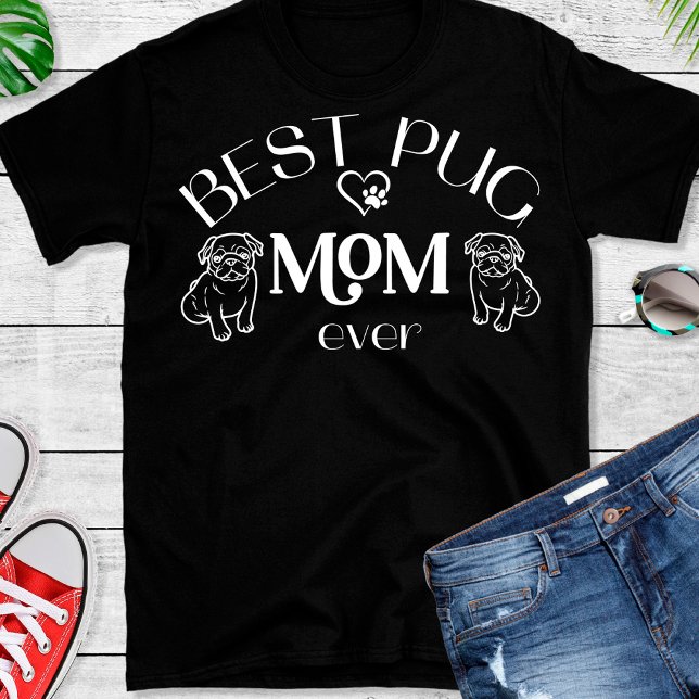 Meilleur Carlin Maman Coeur Chien Paw T-Shirt (Créateur téléchargé)