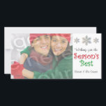 Meilleur Carte photo personnalisable de saison<br><div class="desc">Trois flocons de neige glitteux font de cette carte un attrait! Téléchargez votre propre photo et customisez le texte et les graphiques sur cette carte de voeux photo. **Toujours pas tout à fait comment vous le voulez? Allez à "Modifier ceci dans notre outil de conception maintenant" pour centrer votre photo...</div>
