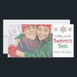 Meilleur Carte photo personnalisable de saison<br><div class="desc">Trois flocons de neige glitteux font de cette carte un attrait! Téléchargez votre propre photo et customisez le texte et les graphiques sur cette carte de voeux photo. **Toujours pas tout à fait comment vous le voulez? Allez à "Modifier ceci dans notre outil de conception maintenant" pour centrer votre photo...</div>