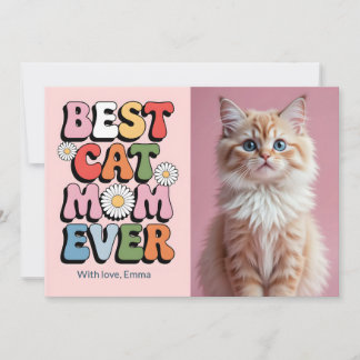 Meilleur Chat Maman Jamais Rétro Carte de Fête des