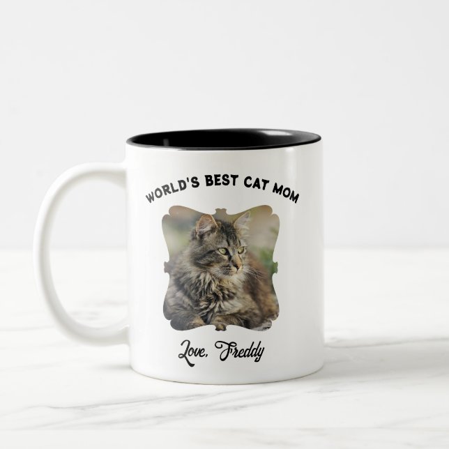 Meilleur Chat Maman Ornate Bordure Mug (Gauche)