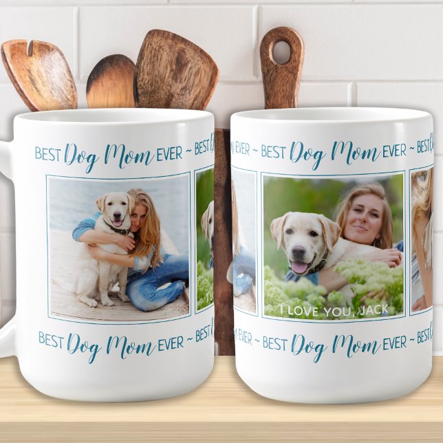 Meilleur Chien Maman Jamais Photo Collage Café Mug (Créateur téléchargé)