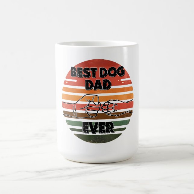 Meilleur Chien Papa Jamais - Retro Paw Bump Mug (Centre)