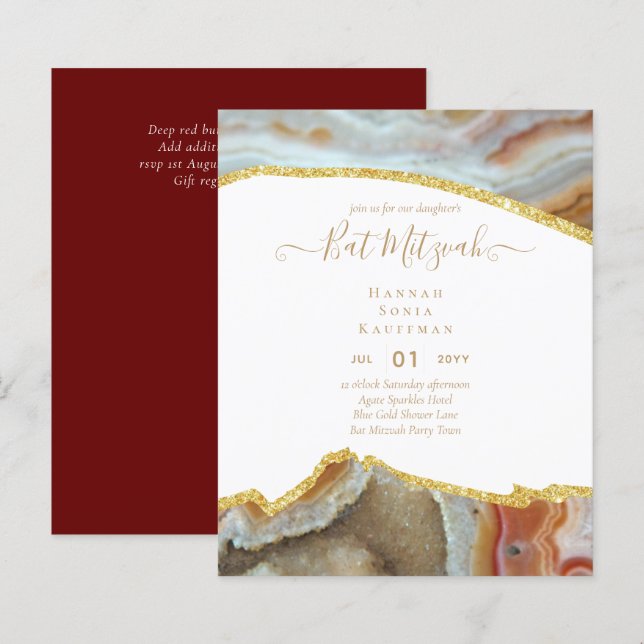 Meilleur choix Cartons d'invitation BAT MITZVAH pa (Devant / Derrière)