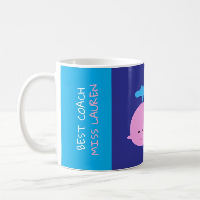 Meilleur Coach Mug avec nom, Mignonne Whale Coffee (Gauche)