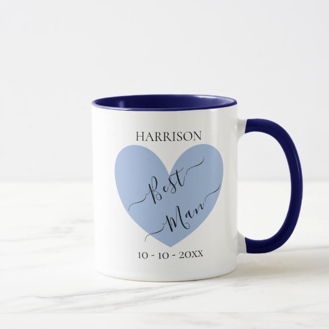 Meilleur Coeur Bleu Homme Mug Personnalisé (Droite)