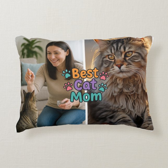 Meilleur Coussin Personnalisé pour Maman de Chat a (Devant)