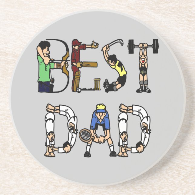 Meilleur Dessous de verre de texte de sport papa (Devant)