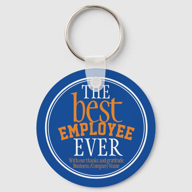 Meilleur employé Typographie Bleu Porte-clés (Recto)