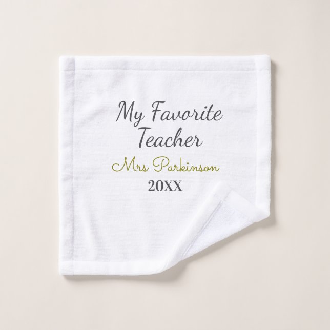 Meilleur enseignant jamais ajouter nom date année  (Gant de toilette)