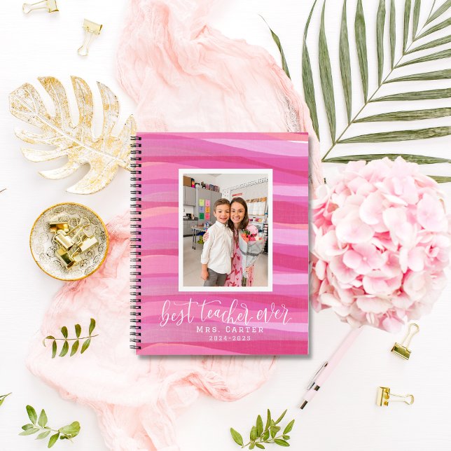 MEILLEUR ENSEIGNANT JAMAIS- Journal Personnalisé P (Best Teacher Notebook | Personalized Teacher Gift with Photo & Name | End of the Year Classroom gift)