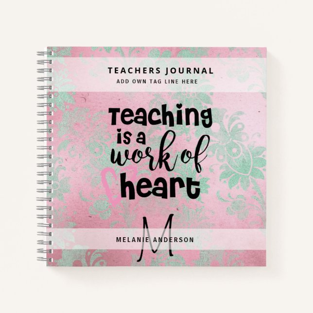 MEILLEUR ENSEIGNANT JAMAIS Monogram Journal Merci (Devant)