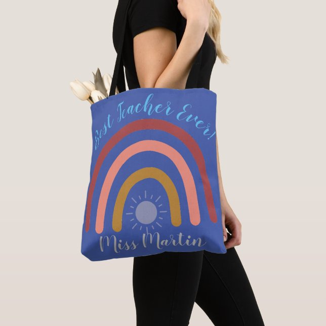 Meilleur enseignant jamais Rainbow Sun Sac fourre- (De près)