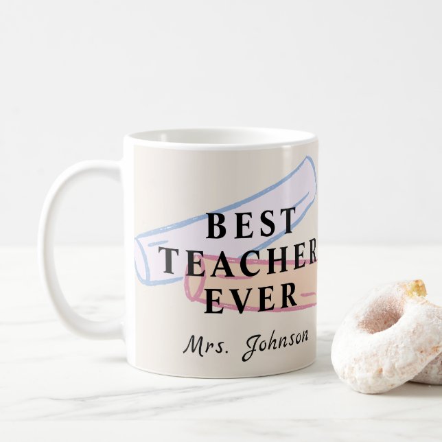 Meilleur Enseignant Jamais – Tasse de Café avec No (Avec donut)