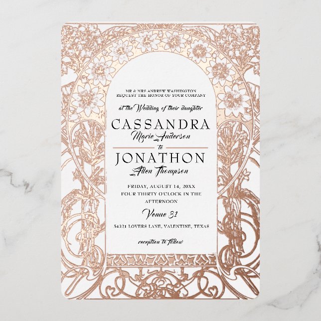 MEILLEUR Faire-part de mariage : Art Nouveau & Poè (Recto)