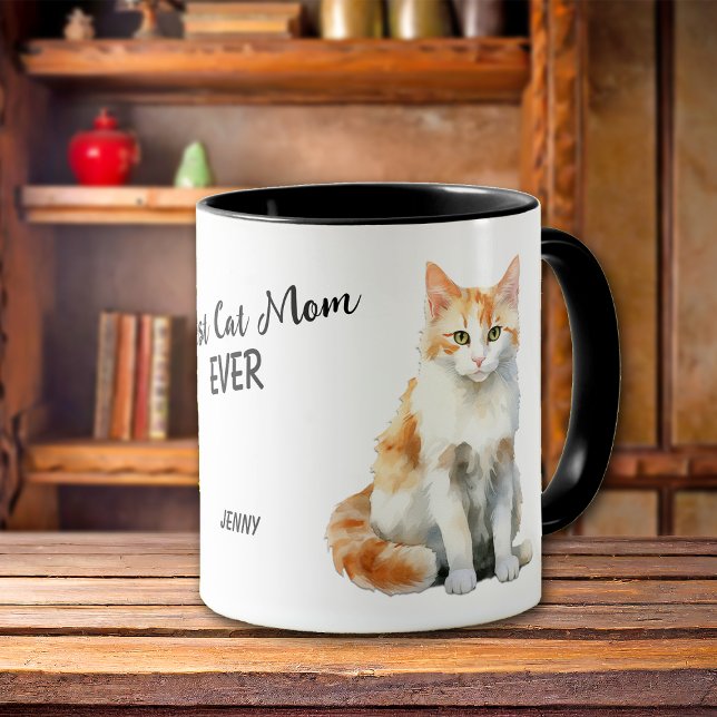 Meilleur gingembre et chat blanc maman jamais Mug (Créateur téléchargé)