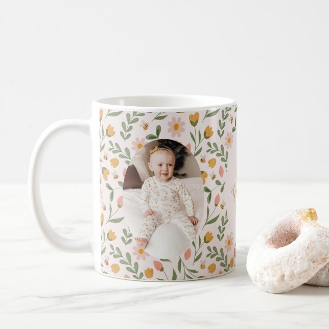 Meilleur grand-mère jamais Floral Photo Mug Spring (Avec donut)