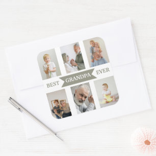 Meilleur Grand-Père Autocollant Photos Personnal