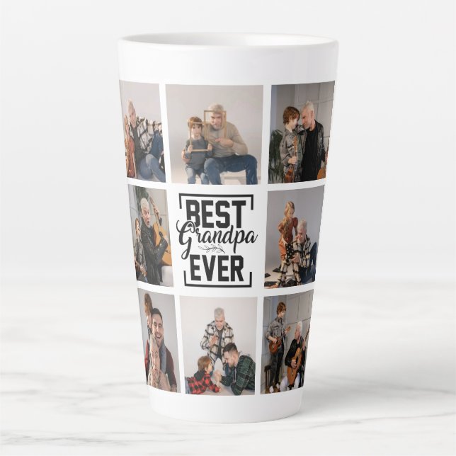 Meilleur Grand-Père Ever 8 Photo Collage Latte Mug (Devant)