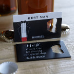 Meilleur Homme noir Tuxedo Carte de crédit Ouvertu<br><div class="desc">Si vous cherchez un cadeau Best Man ou Groomsman à envoyer comme un petit remerciement pour l'aide que vous avez apportée lors de votre grand jour, puis-je vous présenter ce Mariage Tuxedo ouvre-bouteille de style carte de crédit personnalisée. Vous pouvez ajouter leur nom à l'avant et ajouter un petit message...</div>