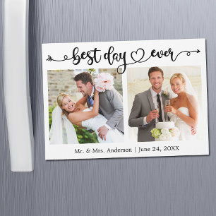 Meilleur Jour Calligraphie Cœur Photo Magnet Carte