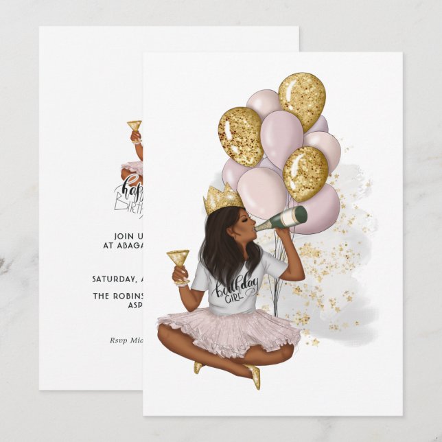 Meilleur Jour Fille Invitation Anniversaire (Devant / Derrière)