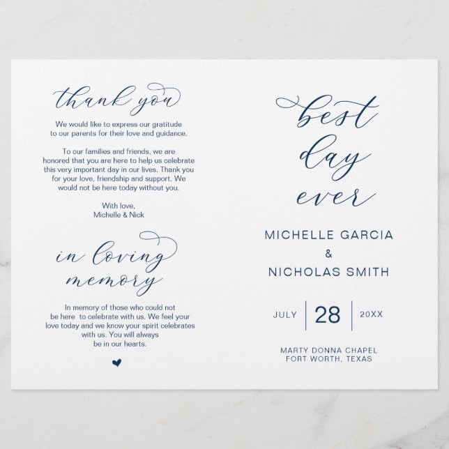 Meilleur Jour Jamais, Foldable Marine Blue Wedding (Devant)